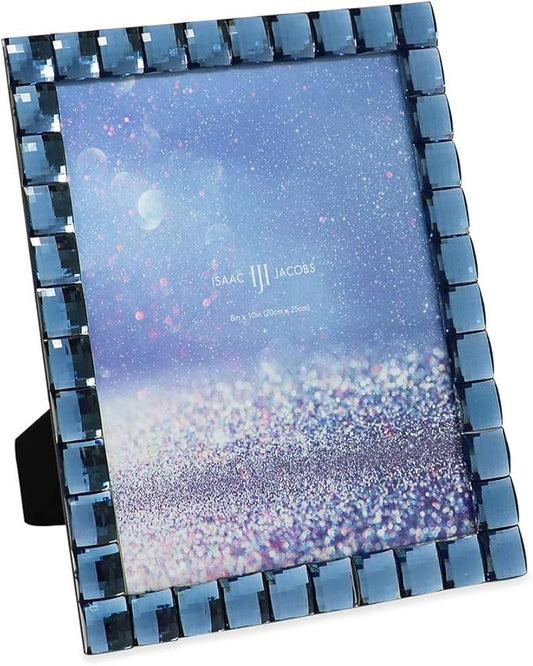 Isaac Jacobs Decorative Sparkling Navy Jewel Picture Frame, Photo Display & Home Décor (8x10, Navy)