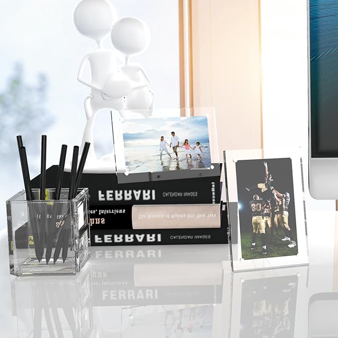 HELPLEX Picture Frames, 3 Pack 8x10 inch Acrylic Picture Frame Clear 8 x 10 Photo Frames Magnetic Picture Frames Ready for Tabletop Display, Effectively Protect Photos from Fading and Yellowing