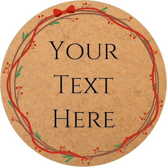 100-1000pcs Custom Stickers Merry Christmas Stickers Personalized Labels Adhesive Xmas Decorative Envelope Seals Stickers for Cards Gift Boxes (Round Kraft -3)