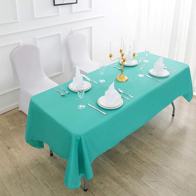 Rectangle Tablecloth 60x120 inch Washable Polyester Fabric Table Cloth for Wedding Party Dining Banquet Decoration（60x120, Turquoise）