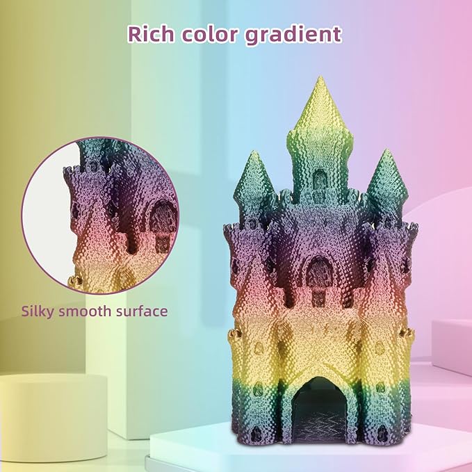 Silk PLA 3D Printer Filament 1.75mm Silk Shiny Fast Gradient Color Change Rainbow Multicolor PLA Filament 1kg (2.2lbs) /Spool for FDM 3D Printers-Coral Reef
