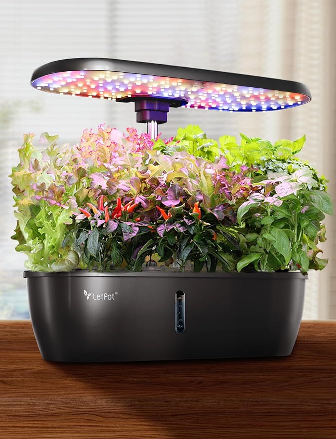 LETPOT Classic 12 Pods Hydroponic Growing System Kit, 24W Full-Spectrum LED Indoor Herb Garden, Dual Veg/Fruit Modes & 2-Level Brightness, Adjustable 21'' Stand & Quiet 5.5L Tank