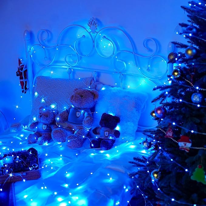 24 Pack LED Fairy Lights Battery Operated 7Ft 20Led Mini String Lights Waterproof Christmas for Mason Jars Bedroom DIY Party Wedding Christmas Decor Blue