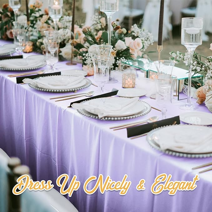 BRILLMAX 8 Pack Lavender Tablecloths for 8 Foot Rectangle Tables 60 x 126 Inch - 8ft Rectangular Bulk Linen Polyester Fabric Washable Cloth Cover for Wedding Reception Banquet Birthday Party