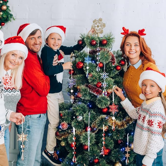 Lanpn 26pcs Christmas Ornaments Crystal Christmas Tree Decoration, Iridescent Hanging Clear Acrylic Snowflake Icicle Pendants Drop for Xmas Winter Outdoor Indoor Party Decoration Supplies Colorful