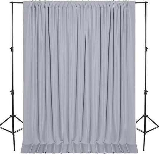 DWCN 10x10 FT Silver Grey Backdrop Curtains for Parties, Photography Backdrop Drapes with Rod Pockets for Wedding Decorations Stage Birthday Family Gatherings, 2 Panels 5ft x 10ft