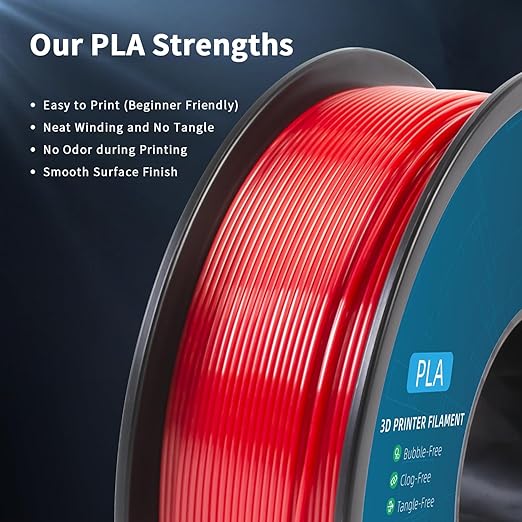 Geeetech Red PLA Filament 1.75mm 1KG, 3D Printer Filament Dimensional Accuracy +/- 0.02 mm, 1kg per Spool(2.2lbs) 3D Printing Filament Fits for Most FDM 3D Printers