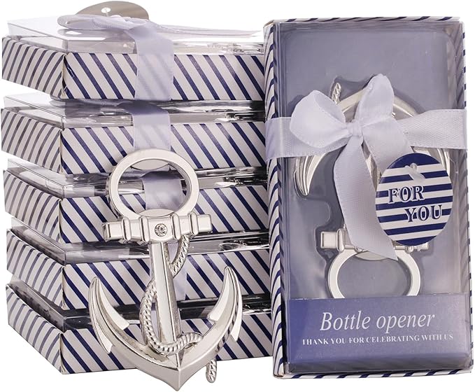 24 PCS Nautical Themed Anchor Party Favors Beer Bottle Opener Party Souvenirs with Exquisite Packaging for Wedding Party Favors Gift & Decorations Bridal Shower Party Souvenirs (Anchor, 24)
