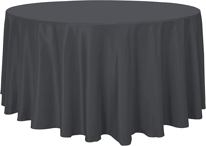 sancua Round Tablecloth - 120 Inch - Water Resistant Spill Proof Washable Polyester Table Cloth Decorative Fabric Table Cover for Dining Tables, Buffet Parties and Camping, Grey