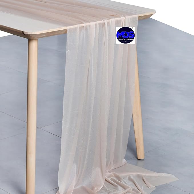 MDS Halloween Chiffon Table Runner - 10 Pack, 29 x 170 Inches, 14ft Each - Sheer Spooky Table Runners for Haunted House Parties, Trick-or-Treat Tables, Witchy Décor, Wedding & Events - Nude