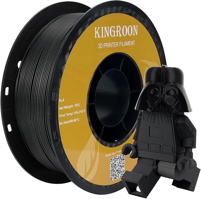 Kingroon Black PLA Filament 1.75mm 3D Printer Filament Pla Filament 1kg Filament Dimensional Accuracy +/- 0.02mm, Fit Most FDM Printer