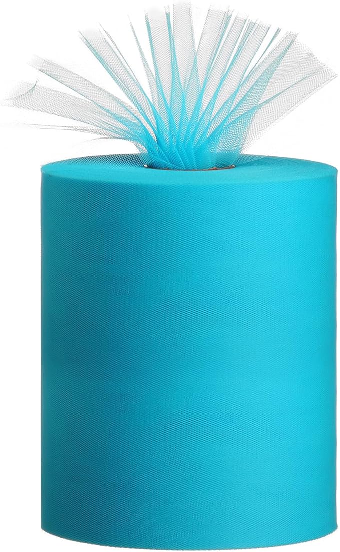 Tulle Rolls 6” by 100 Yards (300 feet) Tulle Roll Spool Fabric for DIY Tutu Skirts Wedding Baby Shower Crafts Decorations Party Supplies (Peacock Blue)