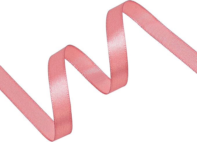 Rose Gold Satin Ribbon 3/8 inch X Continuous 100 Yards, Single Face Polyester Ribbon Perfect for Gift Wrapping, Flower Bouquet, Wedding Decor, Crafts, Bow Making, Sewing and More