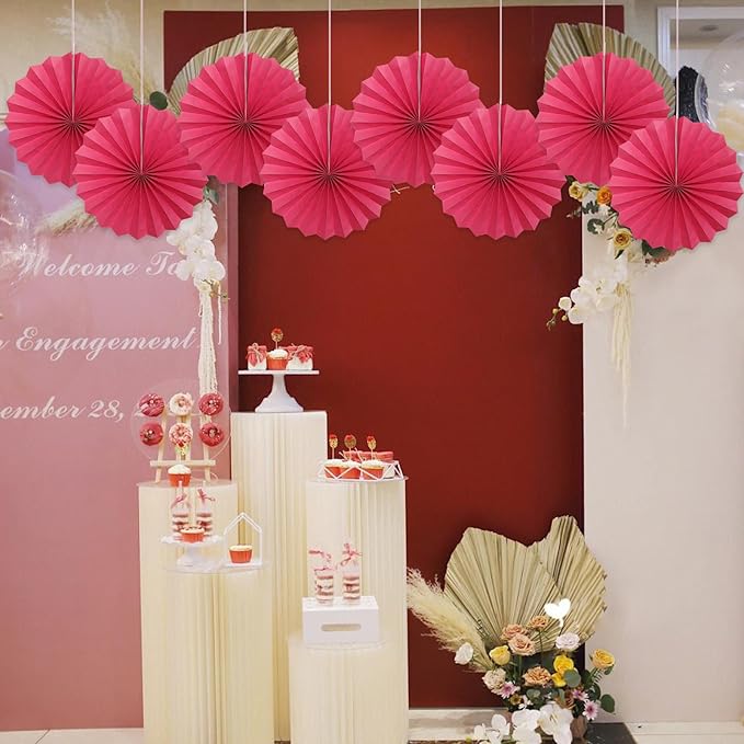 Red Birthday Decorations,DIY Red Paper Fans Hanging Decoration ,Party Supplies Party Fans 12in, Wedding Graduation Events Accessories 30 Color DIY Set （Red）