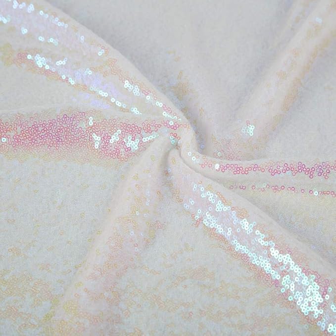 JYFLZQ White Iridescent Sequin Backdrop Curtains 7ft x 7ft 1 Panel Glitter Photo Booth Backdrops Sparkly Photography Background Drapes for Parties Wedding Bridal Showers