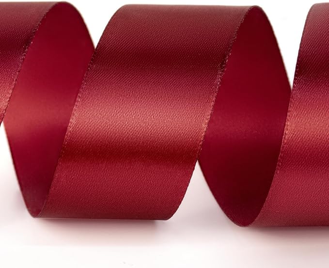 1-1/2" x 50 Yards Satin Ribbon - Burgundy Silk Ribbon with Spool - Ideal for Gift Wrapping, Floral Bouquets, Crafts, Wedding Party Decorations, Christmas and Sewing Projects