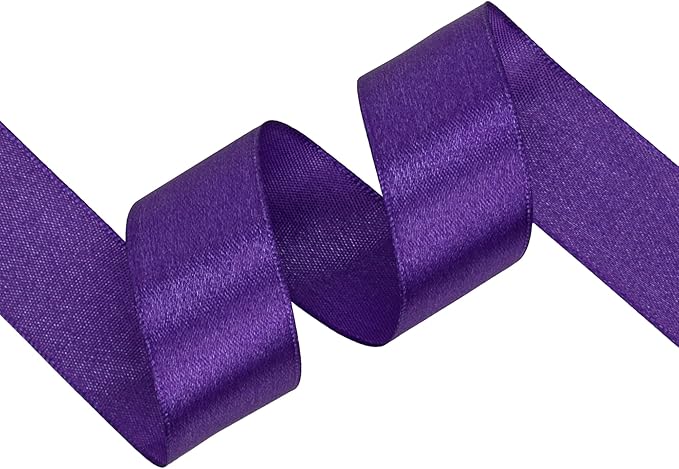 Purple Satin Ribbon 1 inch X Continuous 25 Yards, Single Face Polyester Ribbon Perfect for Gift Wrapping, Flower Bouquet, Wedding Decor, Crafts, Bow Making, Sewing and More