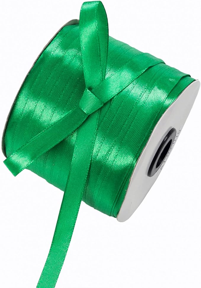 3/8" x 230 Yards Emerald Green Satin Ribbon Single Faced Bulk Fabric Ribbons for Gift Wrapping, Crafting, Scrapbooking, Bows and Card Making