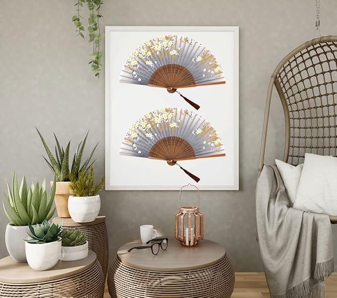Amajiji Small Folding Hand Fan for Women, Chinese Japanese Vintage Style Bamboo Silk Fans for Party Wedding Dancing Decoration Gift Performance (AM-13)