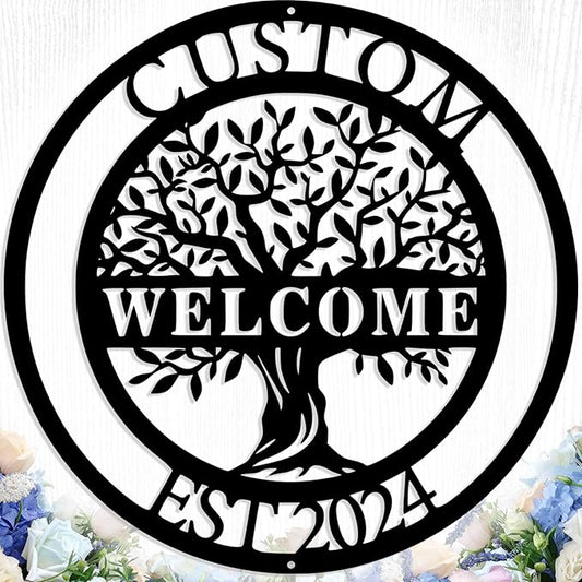 Personalized Tree of Life Metal Sign Wall Art Decor, Custom Wedding Gifts for Couples, Custom Family Name Sign, Christmas Valentine's Day Housewarming Gifts