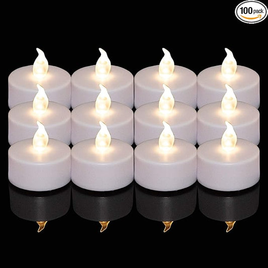 LED Tea Lights Candles- 100PACK Flameless Candles Realistic and Bright Flickering Long Lasting 200Hours for Holiday Celebration,Home Decoration Warm White