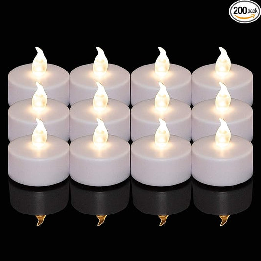 Tea Lights, 200PACK Flameless LED Tea Lights Candles, Flickering Warm White, 200 Hours Battery-Powered Tea Light, Ideal Party, Wedding, Birthday, Gifts Home Decoration