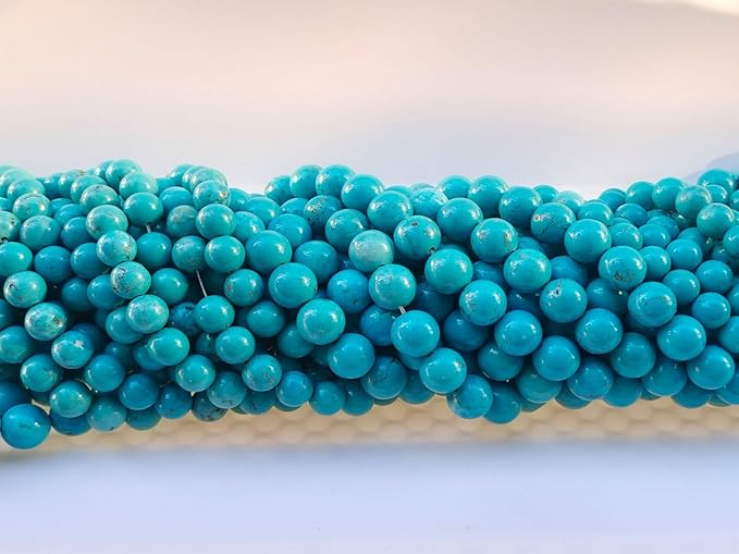 Stone Beads 8mm 100pcs Blue Turquoise Beads Round Loose Gemstones Beads for Bracelet Necklace Jewelry Making (8mm, 60825 Blue Turquoise)