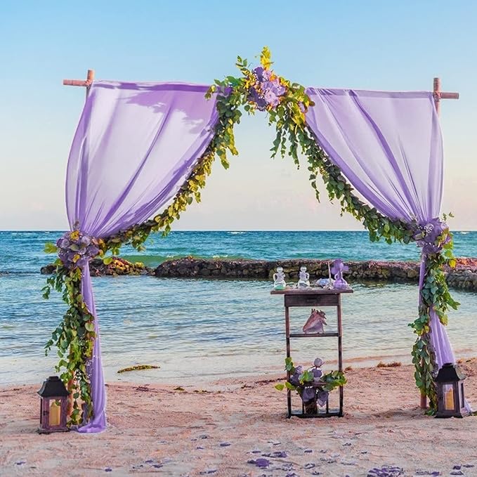 Wedding Arch Draping Fabric Lavender Purple Sheer Wedding Arch Drapes for Ceremony Bridal Party Romantic Wedding Decor 19Ft Length x 28" Width 1Panel
