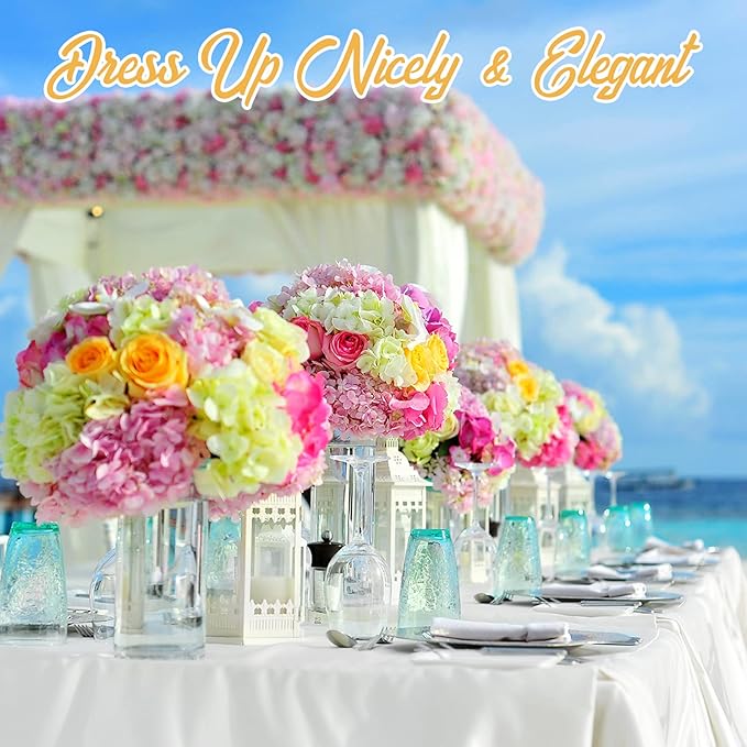 BRILLMAX 6 Pack White Tablecloths for 6 Foot Rectangle Tables 60 x 102 Inch - 6ft Rectangular Bulk Linen Polyester Fabric Washable Cloth Cover for Wedding Reception Banquet Birthday Party