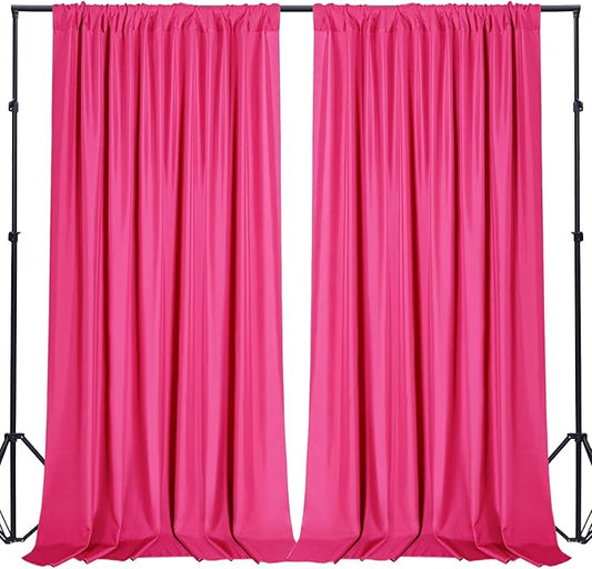 Sugargirl 10x10FT Fuschia Backdrop Curtains Polyester Photo Backdrop Drapes Curtains 2 Panels with Rod Pockets for Party Birthday Wedding Photography Home Decoration