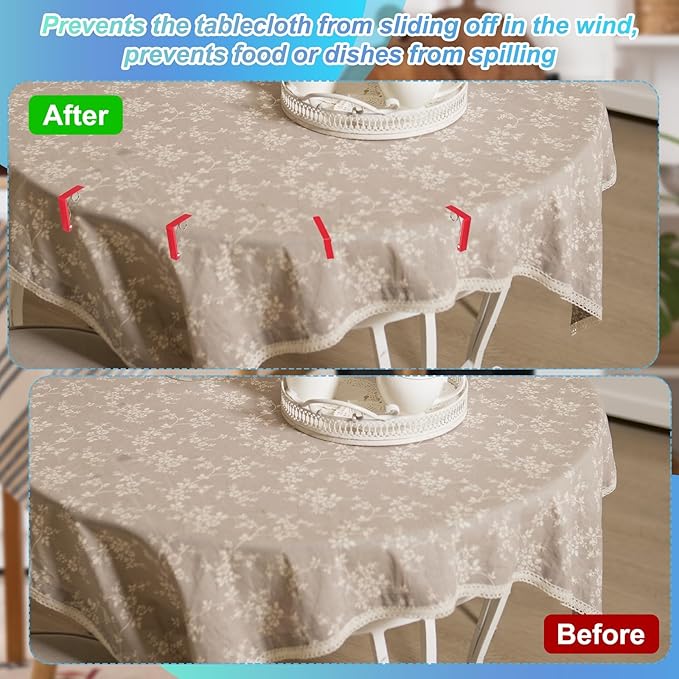uxcell 4 Pack Tablecloth Clips, Stainless Steel Table Cloth Cover Clamps, 2.87" x 2.36" Windproof Holder Clips for Home Party Picnic Wedding Camping Dining Tables, Green