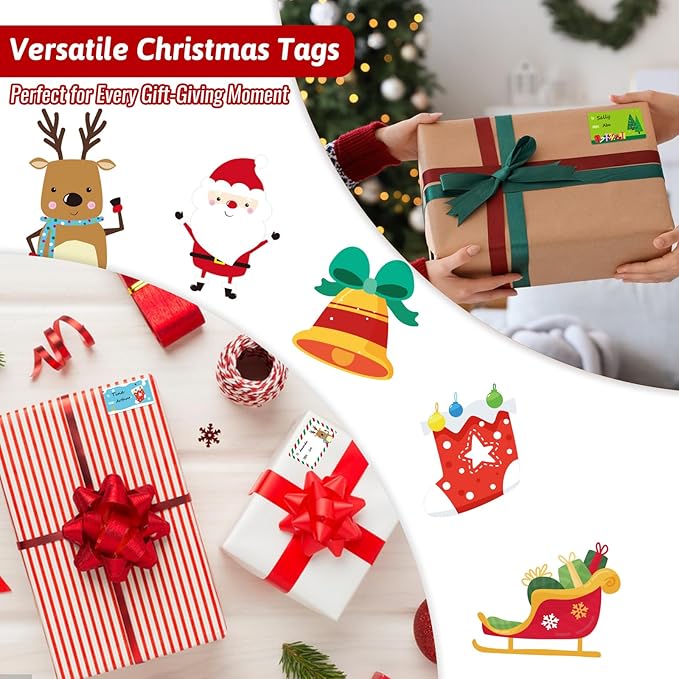 500 PCS Tags - Santa Claus Stickers, Self-Adhesive Cartoon Christmas Tags for Festival & Holiday Decor
