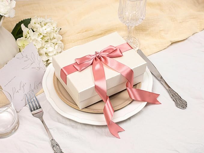 Rose Gold Satin Ribbon 1 inch X Continuous 100 Yards, Single Face Polyester Ribbon Perfect for Gift Wrapping, Flower Bouquet, Wedding Decor, Crafts, Bow Making, Sewing and More