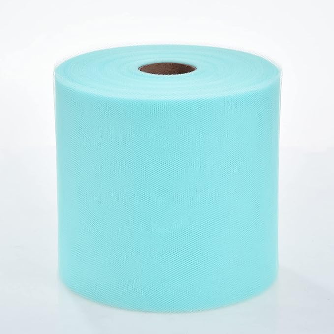 Tulle Fabric Roll, 6” by 200 Yards (600FT) Tulle Organza Fabric Spool for DIY Tutu Skirt Baby Shower Decor Wedding Backdrop Crafts Birthday Party Supplies (Turquoise)