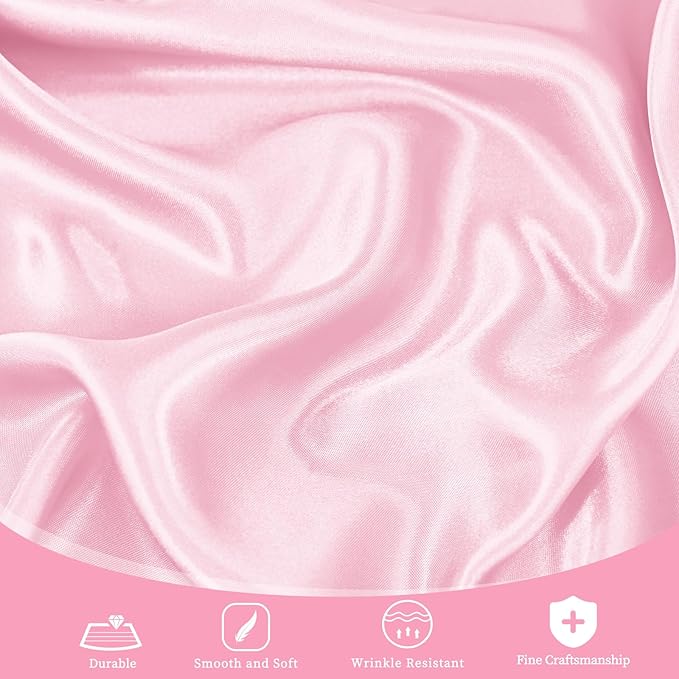 fani 6 Pack 120 Inch Light Pink Satin Tablecloth - Silky Round Tablecloth Overlay Smooth Fabric Table Cover, Bright Table Decoration for Wedding Party Banquet Events Restaurant Kitchen Dining