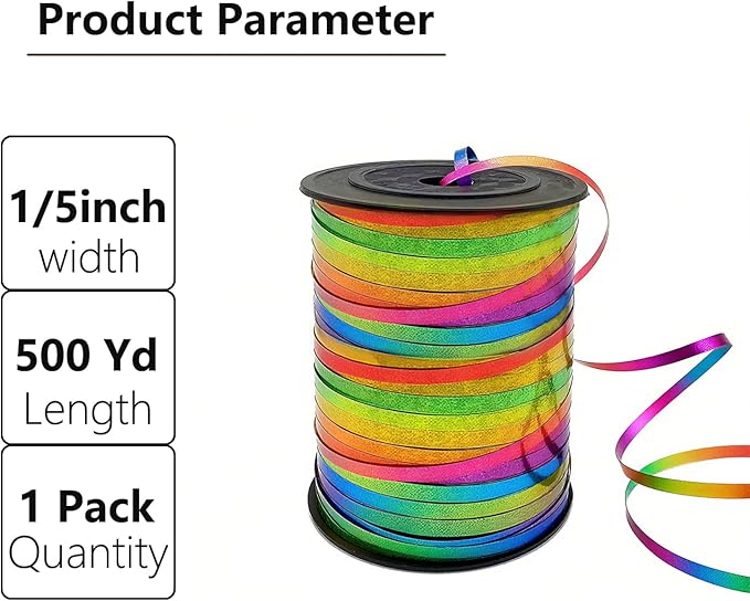 500 Yards Curling Ribbon-Balloon String for Birthday Gift Wrapping,Festival Party Decor,Ribbons & Bows for Christmas New Year Gifts Supplies (Laser Rainbow)
