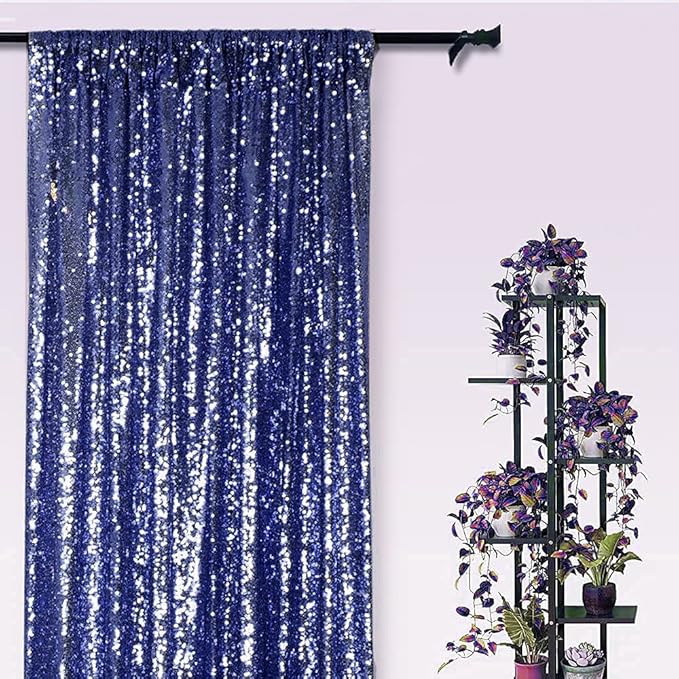 Navy Blue Sequin Backdrop Curtains 1 Panel 10FTx10FT Glitter Navy Blue Photo Backdrop Drapes Party Wedding Baby Shower Curtain Sparkle Photography Background Backdrop