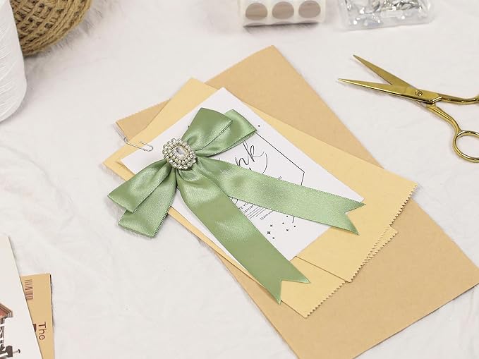 Sage Green Satin Ribbon 1 inch X Continuous 100 Yards, Single Face Polyester Ribbon Perfect for Gift Wrapping, Flower Bouquet, Wedding Decor, Crafts, Bow Making, Sewing and More
