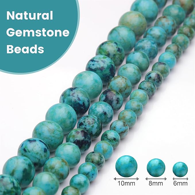 10mm Natural Stone Beads for Jewelry Making,Blue Imperial Turquoise Polished Smooth Round Gemstone Beads for Bracelet Necklace 15 Inch