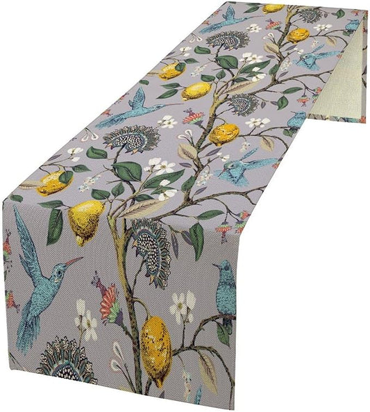 Table Runner with Flowers and Birds, Spring Plant Flowers Table Decoration Linen Table Runner Family Party Party Decorations 13x70 Inches