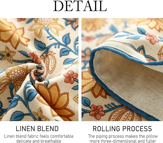 ISAENNE Designer Bohemian Elegant Linen Extra Long Table Runner 118 Inches,Floral Pattern Duable Decor Table Runners for Dining Tables,Thanksgiving,Kitchen Tables,Christmas,12"*118"-Estevan B