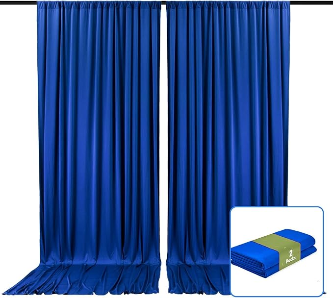 2 Panels Blue Backdrop Curtain, 10 x 10 Feet Background Curtains for Parties, Weddings, Baby Showers, Bachelorette Halloween, Christmas Birthday Party Photoshoot Backdrop Curtains Decorations