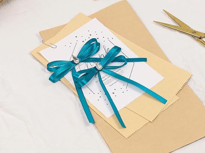 Turquoise Satin Ribbon 1/4 inch X Continuous 25 Yards, Single Face Polyester Ribbon Perfect for Gift Wrapping, Flower Bouquet, Wedding Decor, Crafts, Bow Making, Sewing and More