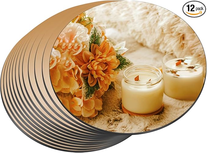 JAMBALAY 12″ Round Mirror Centerpieces for Tables, 12PCS Color Glass Mirror Table Centerpieces, Mirror Plates, Mirror Tray for Wedding, Party Centerpieces and Christmas Decorations, Gold