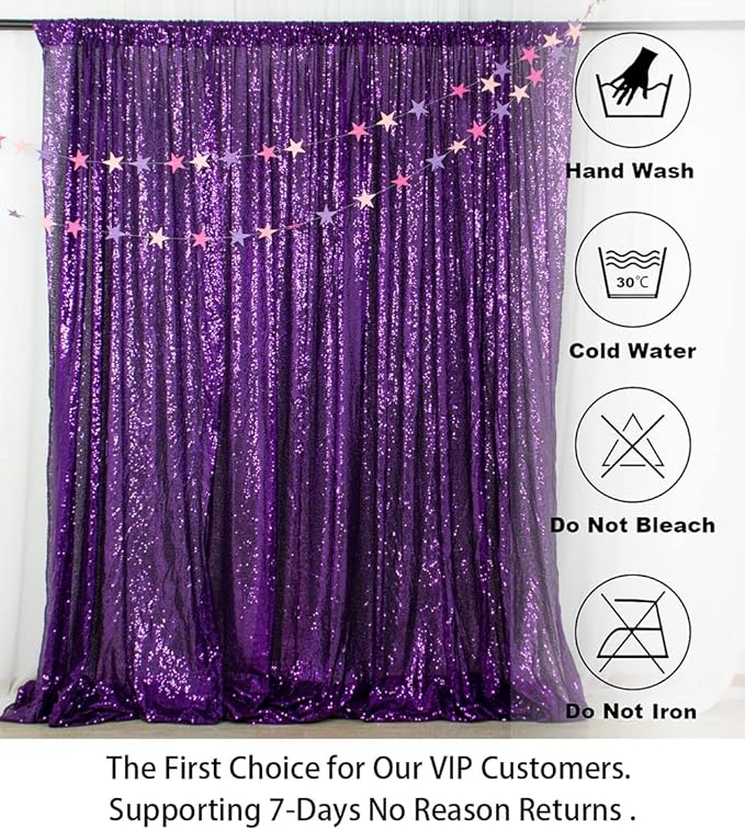 ShinyBeauty Sequin Backdrop 7FTx7FT Royal Purple Sequin Fabric Backdrop Drapes Sparkle Backdrop for Photoshoot Glitter Backdrop for Birthday Party Shimmer Backdrop Background