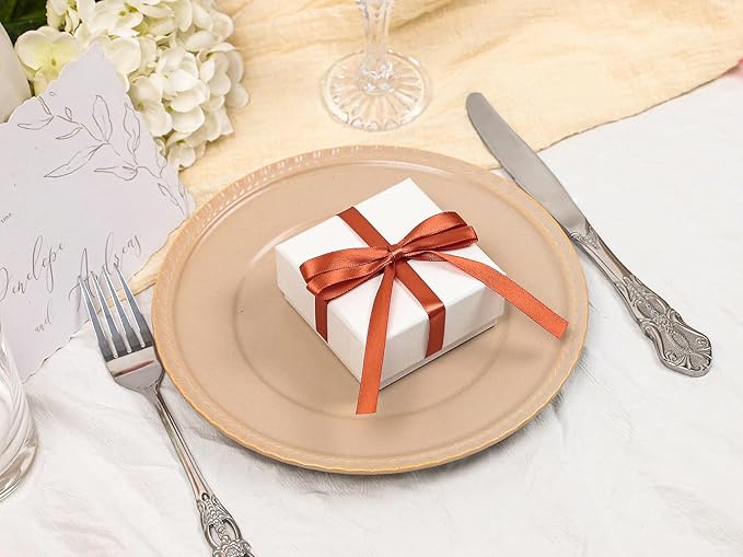 Copper Satin Ribbon 3/8 inch X Continuous 50 Yards, Single Face Polyester Ribbon Perfect for Gift Wrapping, Flower Bouquet, Wedding Decor, Crafts, Bow Making, Sewing and More
