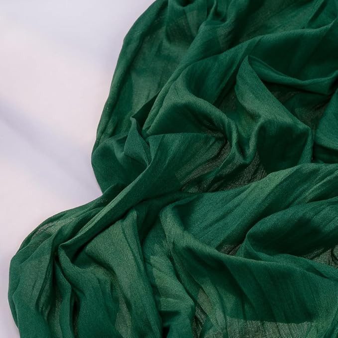 Emerald Green Cheesecloth Table Runner 6 Pack Fall Table Runners Boho Gauze 120 Inches Green Cheese Cloth Fall Table Decorations for Thanksgiving Wedding Bridal Baby Shower Tea Party