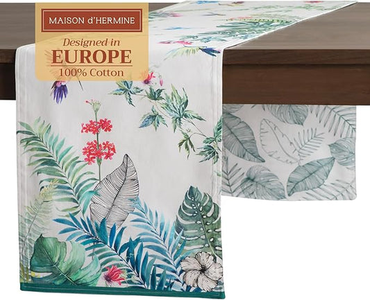 Maison d' Hermine Table Runner 100% Cotton Double Layer Table Runners 72 inches Long Decorative for Home Kitchen Dining Party Baby Shower Wedding Bridal Shower Spring Summer (Tropiques, 14.50" x 72")