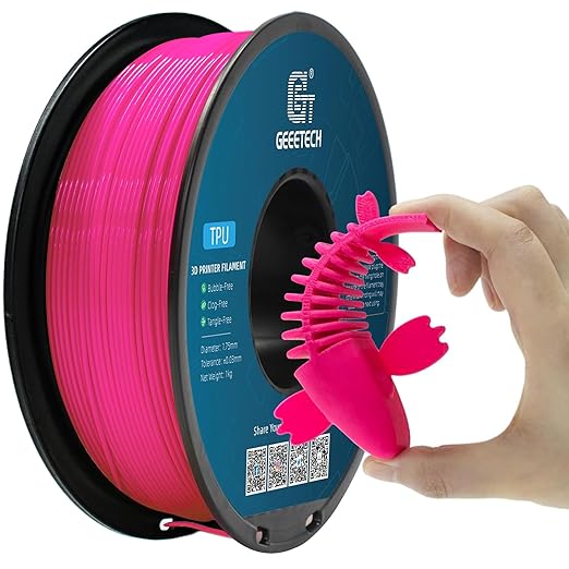 Geeetech TPU Filament 1.75mm – 95A Flexible 3D Printer Filament with High Elasticity, 1KG (2.2lbs) Spool, Dimensional Accuracy ±0.03mm, Fits Most FDM Printers (Pink)