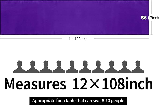 15-Pack Satin Table Runner Purple 12 x 108 inches Long, Table Runners for Wedding, Birthday Parties, Banquets Decorations（15 Pack, 12x108 Inch, Purple）
